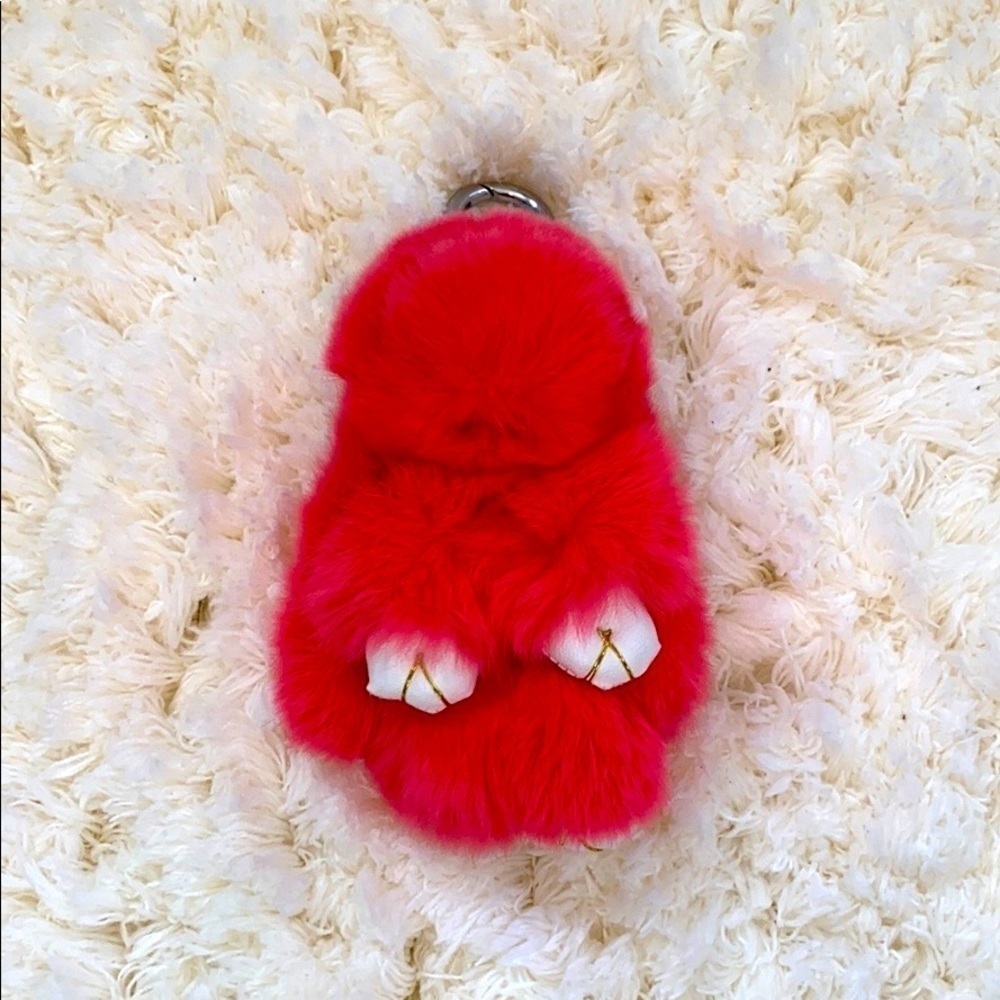 Hot Pink Faux Fur & Faux Leather Bunny Bag Charm